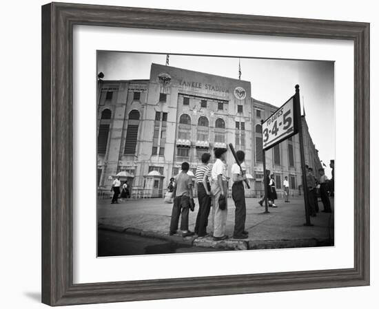 Boys Staring at Yankee Stadium-null-Framed Photographic Print