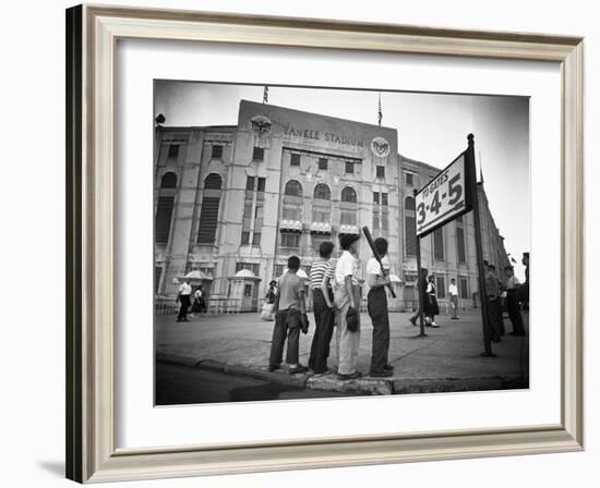 Boys Staring at Yankee Stadium-null-Framed Photographic Print