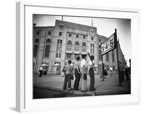 Boys Staring at Yankee Stadium-null-Framed Photographic Print