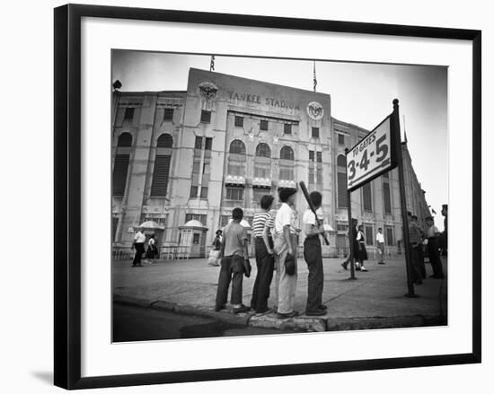 Boys Staring at Yankee Stadium-null-Framed Photographic Print