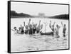 Boys Swimming in the Reflecting Pool Photograph - Washington, DC-Lantern Press-Framed Stretched Canvas