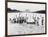 Boys Swimming in the Reflecting Pool Photograph - Washington, DC-Lantern Press-Framed Art Print