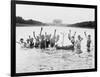 Boys Swimming in the Reflecting Pool Photograph - Washington, DC-Lantern Press-Framed Art Print