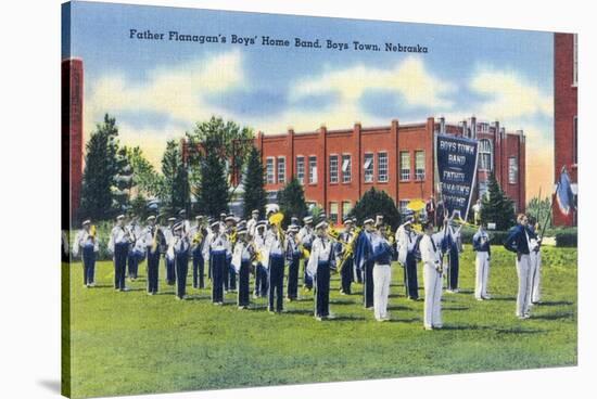 Boys Town, Nebraska - Father Flanagan's Boys' Home Marching Band-Lantern Press-Stretched Canvas