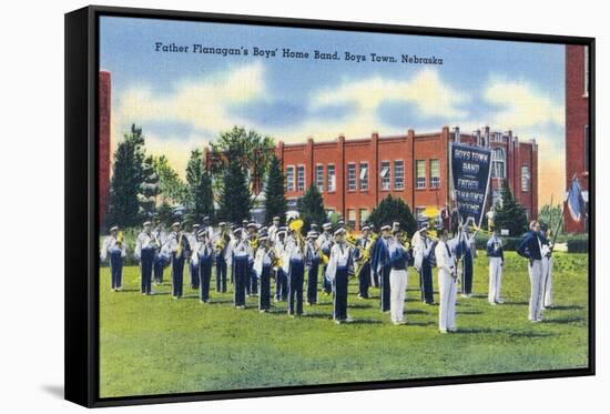 Boys Town, Nebraska - Father Flanagan's Boys' Home Marching Band-Lantern Press-Framed Stretched Canvas