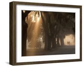 Boys Walking in Early Morning Fog at Bethesda, Savannah, Georgia, USA-Joanne Wells-Framed Photographic Print