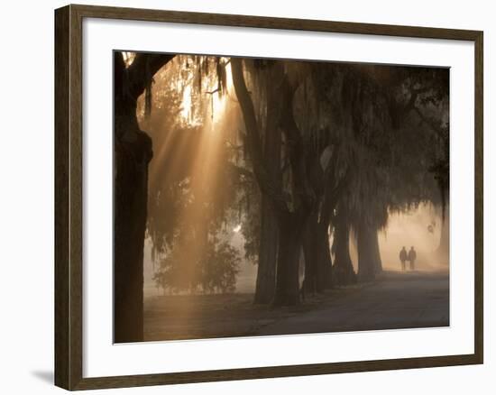 Boys Walking in Early Morning Fog at Bethesda, Savannah, Georgia, USA-Joanne Wells-Framed Photographic Print