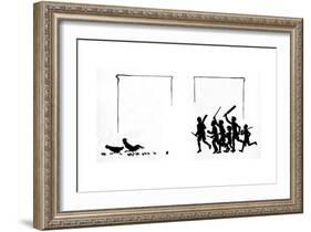 Boys with Bats and Stumps Frighten the Birds Away-Mary Baker-Framed Giclee Print