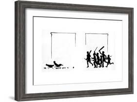 Boys with Bats and Stumps Frighten the Birds Away-Mary Baker-Framed Giclee Print