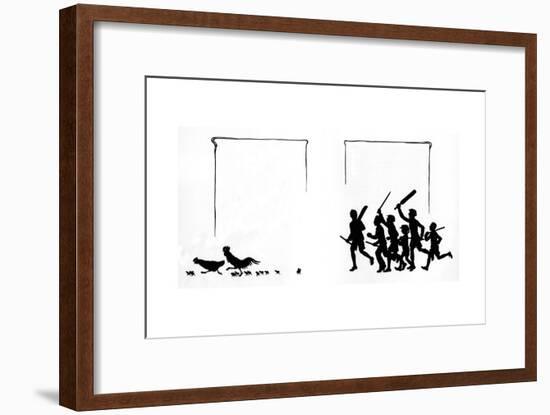 Boys with Bats and Stumps Frighten the Birds Away-Mary Baker-Framed Giclee Print