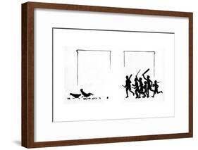 Boys with Bats and Stumps Frighten the Birds Away-Mary Baker-Framed Giclee Print