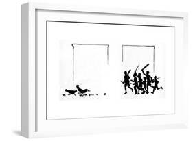 Boys with Bats and Stumps Frighten the Birds Away-Mary Baker-Framed Giclee Print