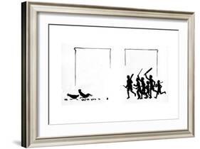 Boys with Bats and Stumps Frighten the Birds Away-Mary Baker-Framed Giclee Print