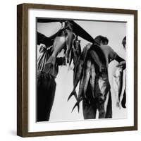 Boys with Food for People of Santa Rosalia Forced to Move Out of Town, Due to Copper Mine Closing-Loomis Dean-Framed Photographic Print