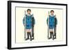 Boys with Large Pens and Pencils-null-Framed Art Print