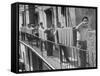 Boys Working in Pasta Factory Carry Rods of Pasta to Drying Rooms-Alfred Eisenstaedt-Framed Stretched Canvas