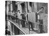 Boys Working in Pasta Factory Carry Rods of Pasta to Drying Rooms-Alfred Eisenstaedt-Stretched Canvas