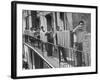 Boys Working in Pasta Factory Carry Rods of Pasta to Drying Rooms-Alfred Eisenstaedt-Framed Photographic Print