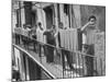 Boys Working in Pasta Factory Carry Rods of Pasta to Drying Rooms-Alfred Eisenstaedt-Mounted Photographic Print