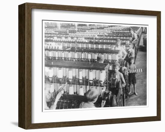 Boys Working in the Olympian Cotton Mills South Carolina-null-Framed Art Print