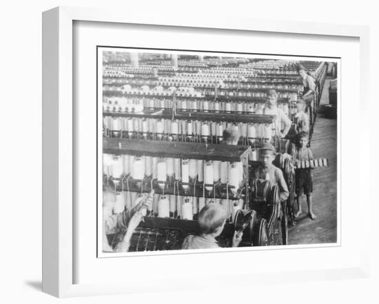 Boys Working in the Olympian Cotton Mills South Carolina-null-Framed Art Print