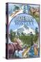 Bozeman, Montana - Big Sky - Montage Scenes - Lantern Press Artwork-Lantern Press-Stretched Canvas