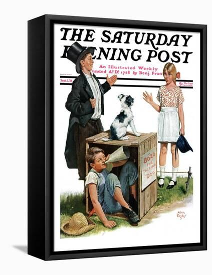 "Bozo, the Talking Dog," Saturday Evening Post Cover, September 1, 1928-Alan Foster-Framed Stretched Canvas