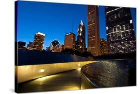 Bp Bridge at Millennium Park and Chicago Skyline at Dusk-Alan Klehr-Stretched Canvas