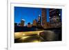 Bp Bridge at Millennium Park and Chicago Skyline at Dusk-Alan Klehr-Framed Photographic Print