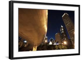 Bp Bridge at Millennium Park and Chicago Skyline at Dusk-Alan Klehr-Framed Photographic Print