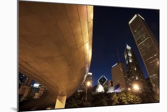 Bp Bridge at Millennium Park and Chicago Skyline at Dusk-Alan Klehr-Mounted Photographic Print