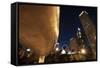 Bp Bridge at Millennium Park and Chicago Skyline at Dusk-Alan Klehr-Framed Stretched Canvas