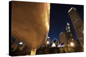 Bp Bridge at Millennium Park and Chicago Skyline at Dusk-Alan Klehr-Stretched Canvas
