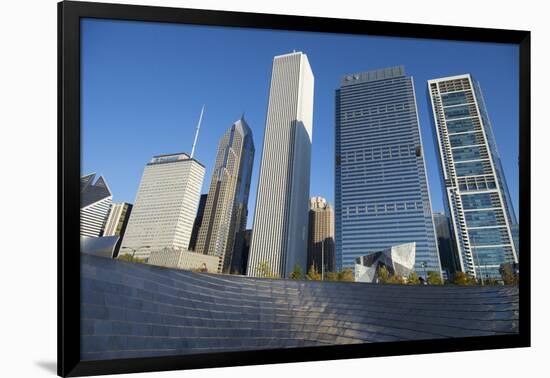 Bp Bridge in Millennium Park in Chicago, Early Morning in Autumn, with Skyline-Alan Klehr-Framed Photographic Print