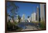 Bp Bridge in Millennium Park in Chicago, Early Morning in Autumn, with Skyline-Alan Klehr-Framed Premium Photographic Print