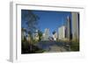 Bp Bridge in Millennium Park in Chicago, Early Morning in Autumn, with Skyline-Alan Klehr-Framed Photographic Print