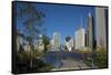 Bp Bridge in Millennium Park in Chicago, Early Morning in Autumn, with Skyline-Alan Klehr-Framed Stretched Canvas