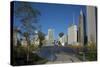 Bp Bridge in Millennium Park in Chicago, Early Morning in Autumn, with Skyline-Alan Klehr-Stretched Canvas