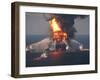 BP's Deepwater Horizon Oil Rig in Flames on April 21, 2010-null-Framed Photo