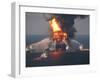 BP's Deepwater Horizon Oil Rig in Flames on April 21, 2010-null-Framed Photo