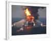 BP's Deepwater Horizon Oil Rig in Flames on April 21, 2010-null-Framed Photo