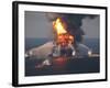 BP's Deepwater Horizon Oil Rig in Flames on April 21, 2010-null-Framed Photo
