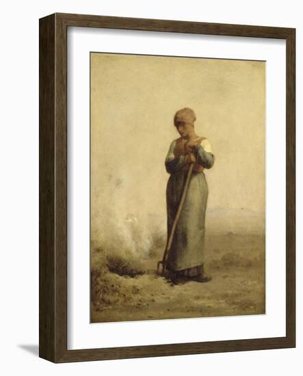 Br?leuse d'herbes-Jean-François Millet-Framed Giclee Print