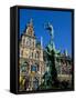 Brabo Fountain and Town Hall, Antwerp, Eastern Flanders, Belgium-Steve Vidler-Framed Stretched Canvas