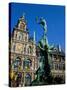 Brabo Fountain and Town Hall, Antwerp, Eastern Flanders, Belgium-Steve Vidler-Stretched Canvas