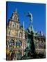 Brabo Fountain and Town Hall, Antwerp, Eastern Flanders, Belgium-Steve Vidler-Stretched Canvas