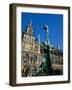 Brabo Fountain and Town Hall, Antwerp, Eastern Flanders, Belgium-Steve Vidler-Framed Photographic Print