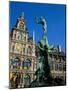 Brabo Fountain and Town Hall, Antwerp, Eastern Flanders, Belgium-Steve Vidler-Mounted Photographic Print