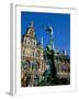 Brabo Fountain and Town Hall, Antwerp, Eastern Flanders, Belgium-Steve Vidler-Framed Photographic Print