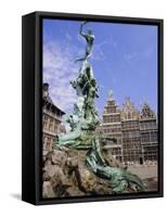 Brabo Statue, Antwerp, Belgium-Ken Gillham-Framed Stretched Canvas